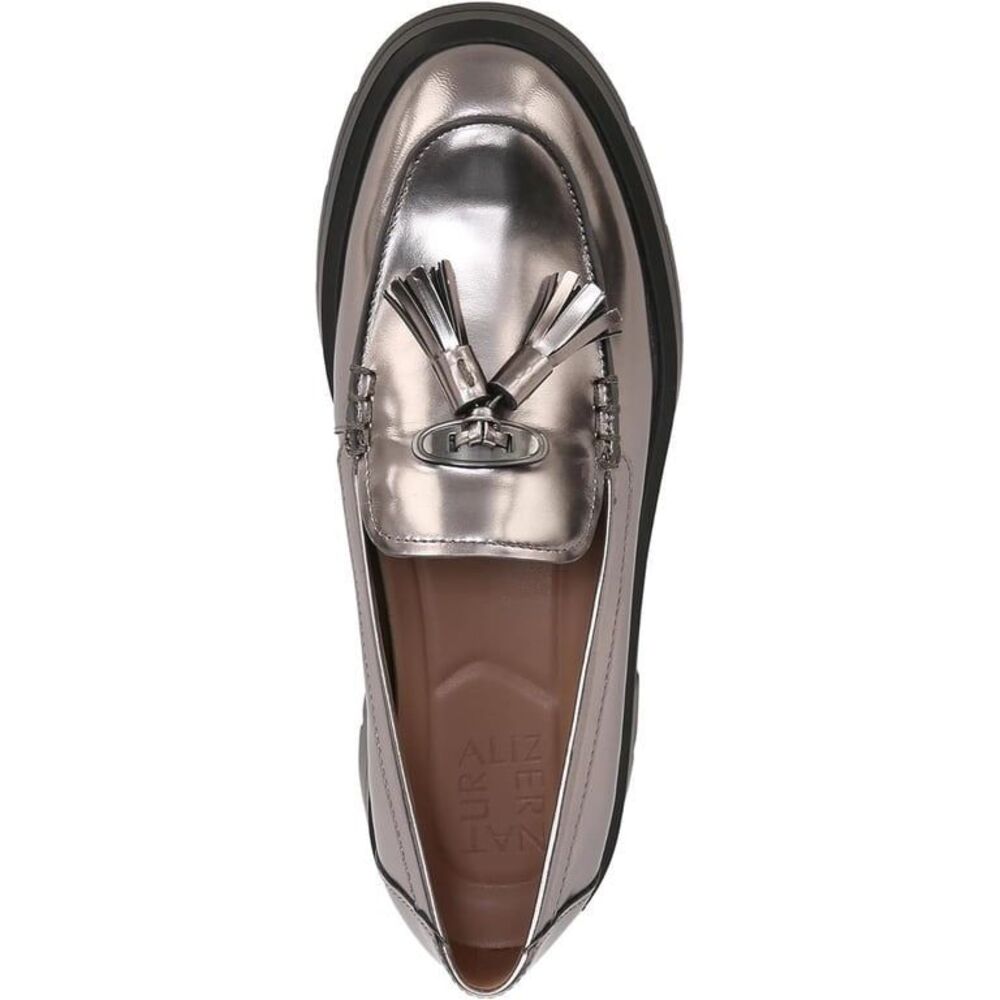 Naturalizer Nieves Chunky Comfort Slip-On Lug Sole Loafers Metallic Pewter 8 - Picture 4 of 8